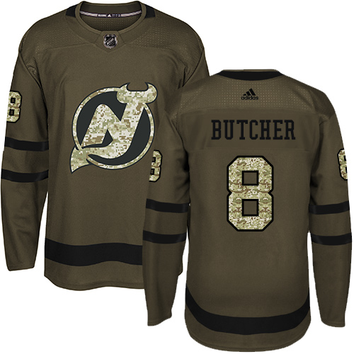 Adidas Devils #8 Will Butcher Green Salute to Service Stitched NHL Jersey - Click Image to Close